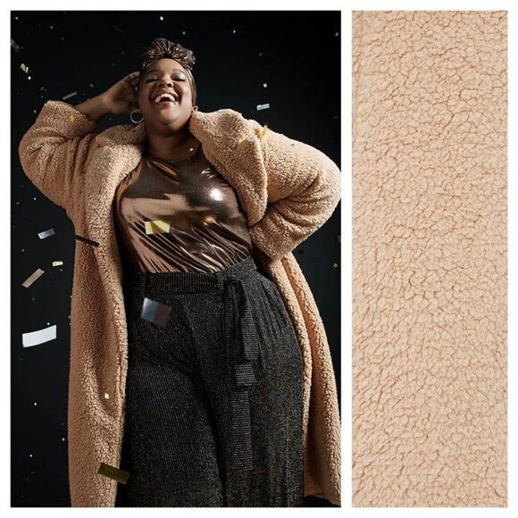 Torrid Beige Faux Fur Open Front Longline Teddy Coat - Picture 1 of 3